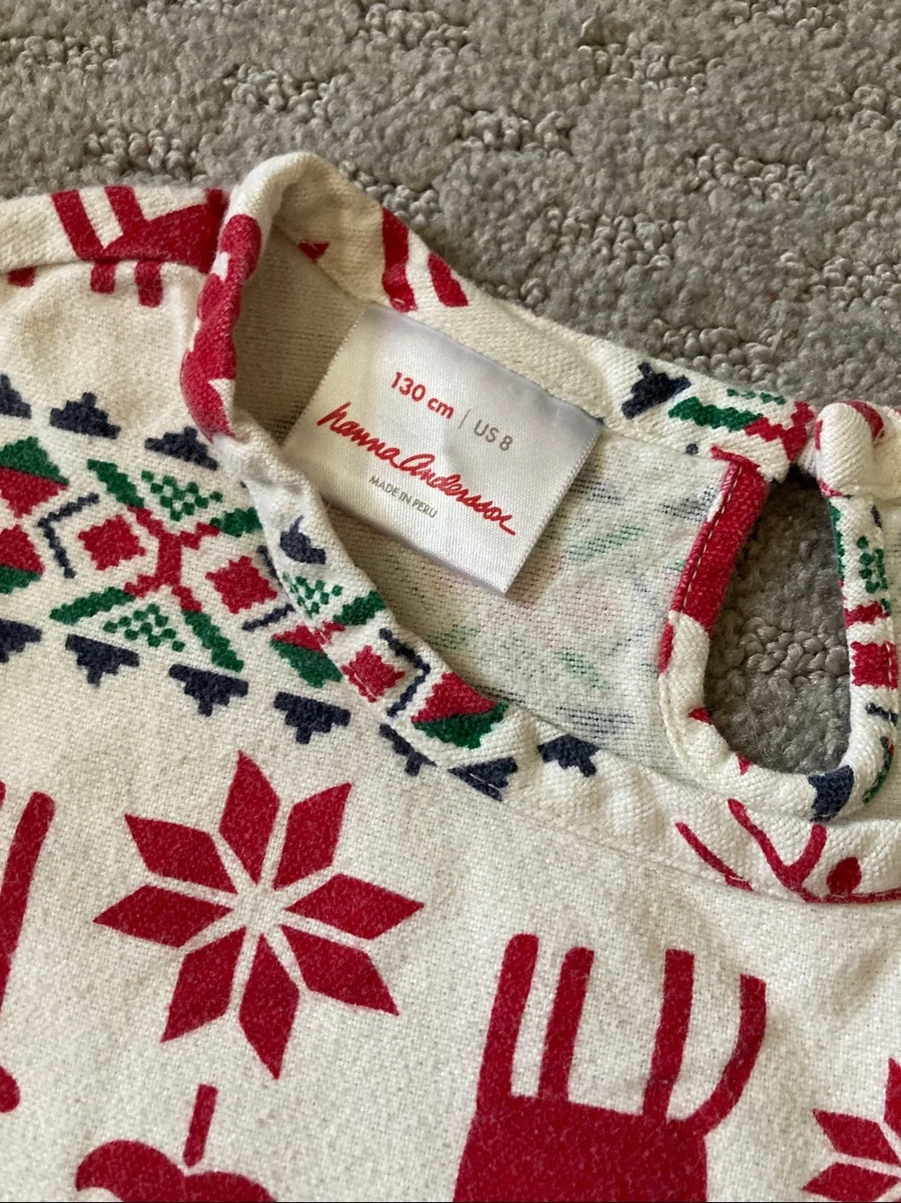 🎄 Hanna Andersson flannel reindeer nightgown, Sz 8